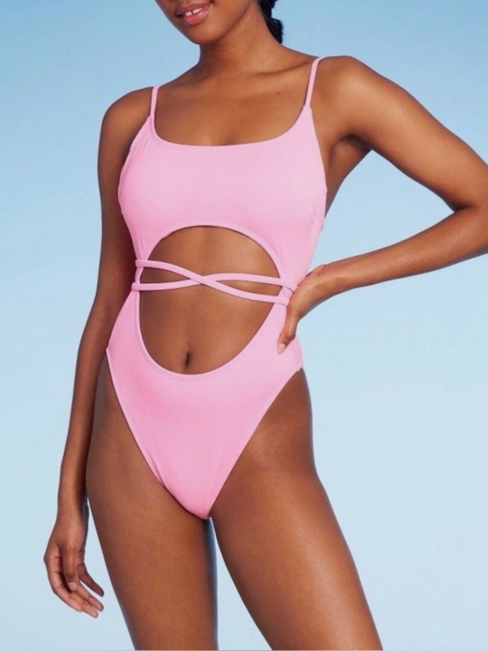 Wild Fable Pink Cutout One-Piece Swimsuit Size Small - Picture 2 of 10